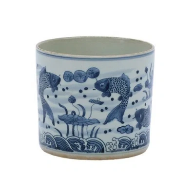 Scout & Nimble Blue & White Fish Orchid Pot