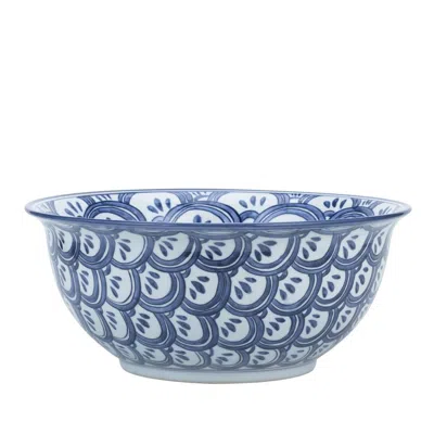 Scout & Nimble Blue & White Porcelain Bowl Sea Wave Motif