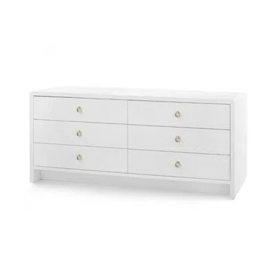 Scout & Nimble Bryant Extra Wide Lacquered Linen 6 Drawer Dresser   White Linen