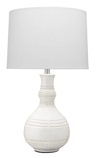 Scout & Nimble Droplet Table Lamp In White Ceramic With Cone Shade In White Linen