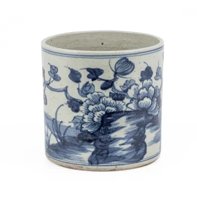 Scout & Nimble Dynasty Blue & White Orchid Pot Bird Floral Motif