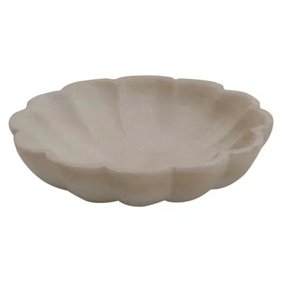 Scout & Nimble Flora White Marble 6" Round Flower Shaped Dish
