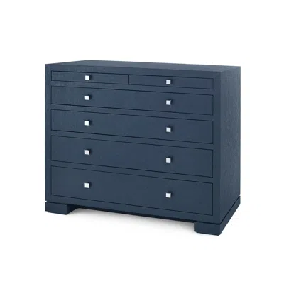 Scout & Nimble Frances Oversized Grasscloth 6 Drawer Navy Blue Dresser