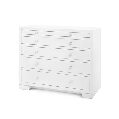 Scout & Nimble Frances Oversized Grasscloth 6 Drawer White Dresser