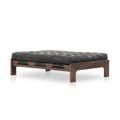 Scout & Nimble Halston Heirloom Black Top Grain Leather Cocktail Ottoman