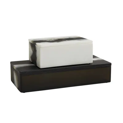Scout & Nimble Hollie Black & White Resin Boxes, Set Of 2