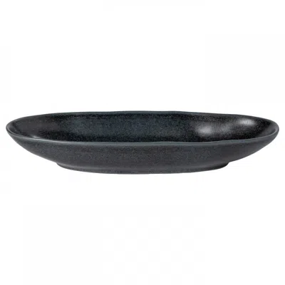Scout & Nimble Livia Medium Matte Black Ceramic Stoneware Oval Platter