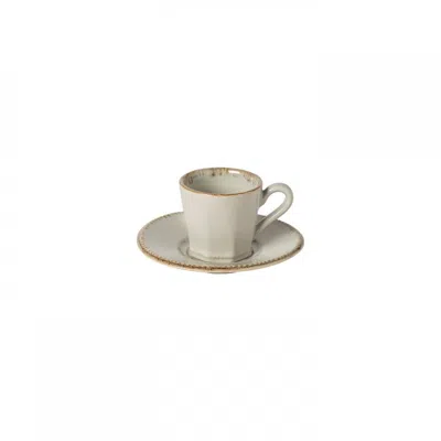 Scout & Nimble Luzia Ceramic Stoneware Coffee Cup And Saucer, Set Of 6   Ash Grey