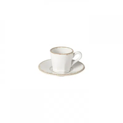 Scout & Nimble Luzia Ceramic Stoneware Coffee Cup And Saucer, Set Of 6   Cloud White