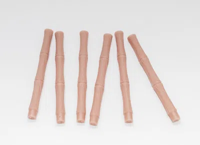 Scout & Nimble Maddison 10 1/4" Unscented Khahki Sculpted Bamboo Textured Taper Candles, Set Of 6