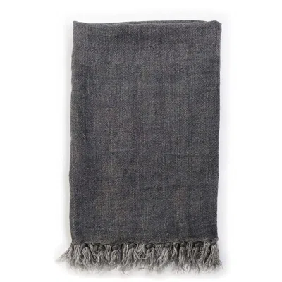 Scout & Nimble Montauk Linen Queen Blanket   Charcoal
