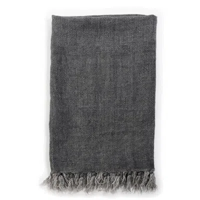 Scout & Nimble Montauk Linen Throw Blanket   Charcoal