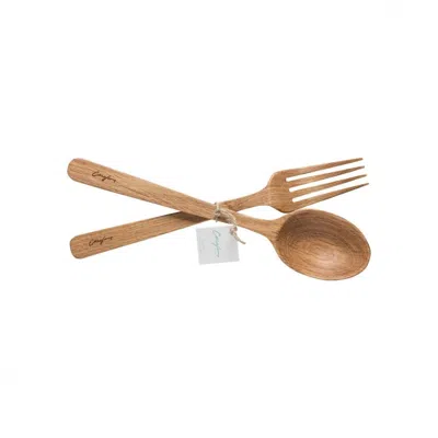 Scout & Nimble Oak Collection Wood Spoon And Fork Set