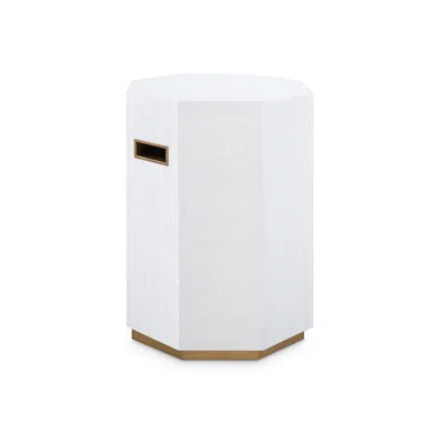 Scout & Nimble Octavia White Lacquered Linen Geometric Side Table