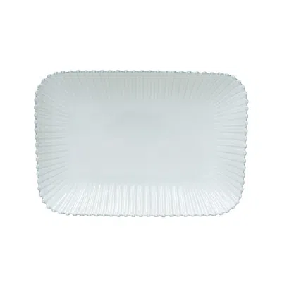 Scout & Nimble Pearl Large 16'' Scalloped White Ceramic Stoneware Rectangle Platter