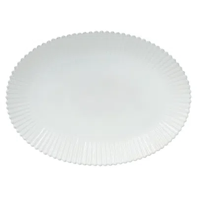 Scout & Nimble Pearl Large 20'' Scalloped White Ceramic Stoneware Oval Platter