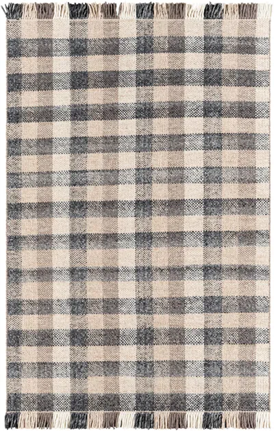 Scout & Nimble Reliance Hand Woven Global Wool Charcoal / Tan Plaid Rug   8'10" X 12'