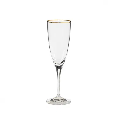 Scout & Nimble Sensa Glassware Flute, Set Of 6   Clear With Golden Rim