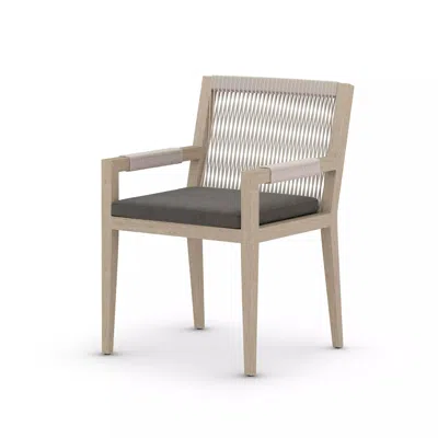 Scout & Nimble Sherwood Brown Wooden Outdoor Dining Armchair With Charcoal Cushion