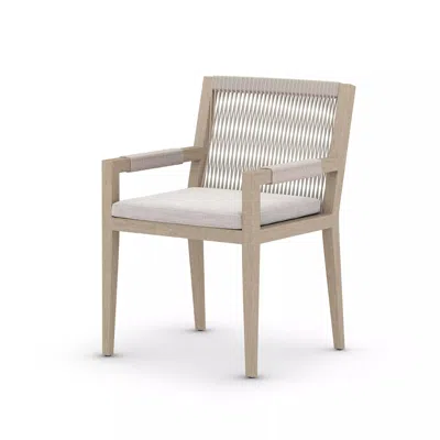 Scout & Nimble Sherwood Brown Wooden Outdoor Dining Armchair With Stone Grey Cushion