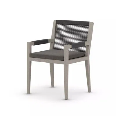 Scout & Nimble Sherwood Grey Wooden Outdoor Dining Armchair With Charcoal Cushion