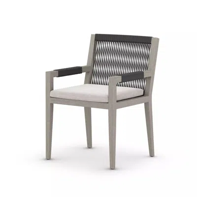 Scout & Nimble Sherwood Grey Wooden Outdoor Dining Armchair With Stone Grey Cushion