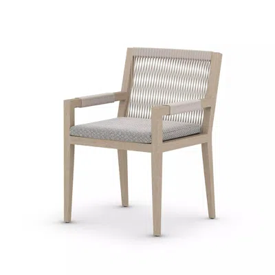 Scout & Nimble Sherwood Washed Brown Outdoor Dining Armchair With Faye Ash Cushion