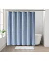 Scout Fine Lines White/navy Shower Curtain In Blue
