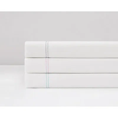 Scout Pick Stitch 100% Cotton Percale Pillowcase Pair In Seafoam