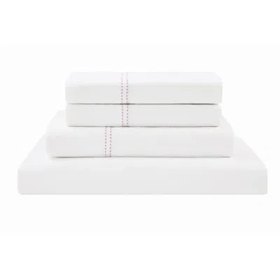 Scout Pick Stitch 100% Cotton Percale Sheet Set In Pink Lemonade