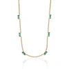 SCREAM PRETTY CLEOPATRA GREEN BAGUETTE CHAIN NECKLACE- GOLD PLATED SPG-85