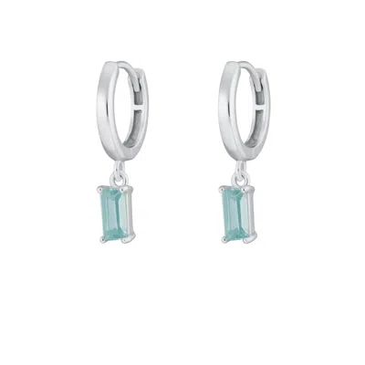Scream Pretty Women's Blue / Silver Silver Aquamarine Baguette Charm Hoop Earrings In Multi