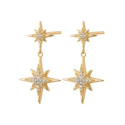 Scream Pretty Women's Gold Art Deco Star Drop Stud Earrings