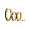 Scream Pretty Women's Gold / Black Black And Gold Earring Stacking Set In Gold