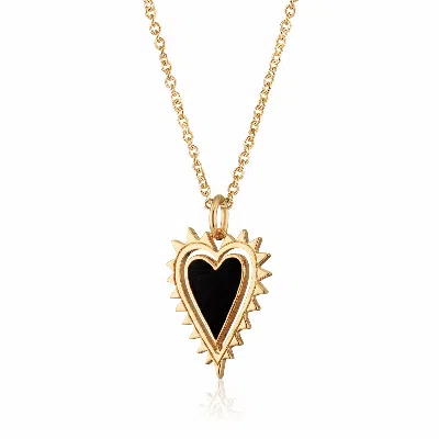 Scream Pretty Women's Gold / Black Gold Black Heart Charm Necklace In Multi