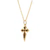 Scream Pretty Women's Gold / Black Gold Black Stone Cross Necklace With Slider Clasp In Gold