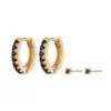 Scream Pretty Women's Gold / Black Gold Black Stone Huggie & Tiny Stud Set Of Earrings In Gold