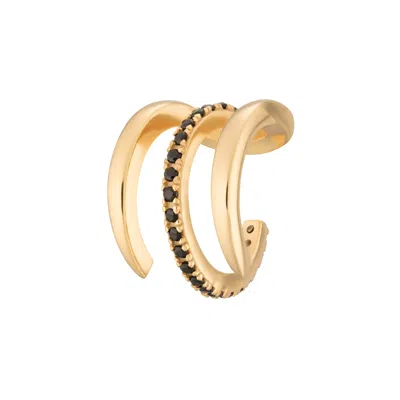 Scream Pretty Women's Gold / Black Gold Triple Claw Single Ear Cuff With Black Stones In Multi