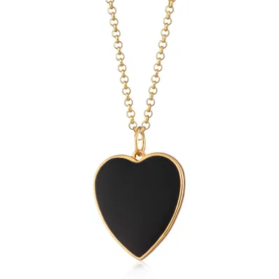 Scream Pretty Women's Gold Black Heart Necklace With Slider Clasp
