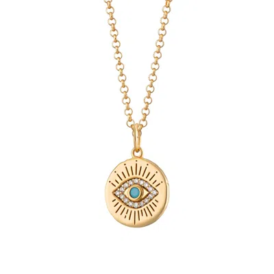 Scream Pretty Women's Gold / Blue Gold Evil Eye Pendant Necklace In Multi