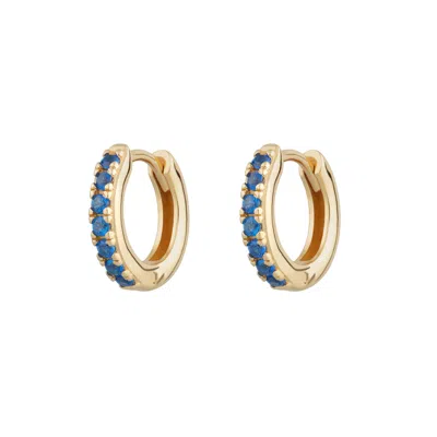 Scream Pretty Women's Gold / Blue Gold Huggie Earrings With Blue Stones