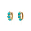 Scream Pretty Women's Gold / Blue Gold Turquoise Cabochon Huggie Earrings In Gold