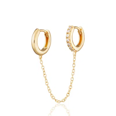 Scream Pretty Women's Gold Chain Linked Mismatched Huggie Hoop Earring - Single