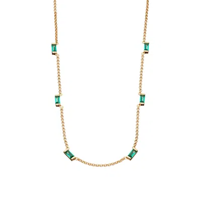 Scream Pretty Women's Gold Cleopatra Green Baguette Chain Necklace