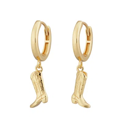Scream Pretty Women's Gold Cowboy Boot Charm Hoop Earrings