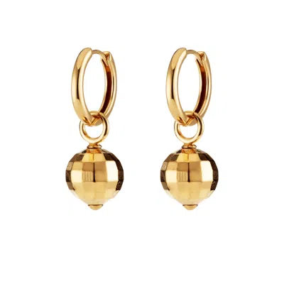 Scream Pretty Women's Gold Disco Ball Charm Hoop Earrings