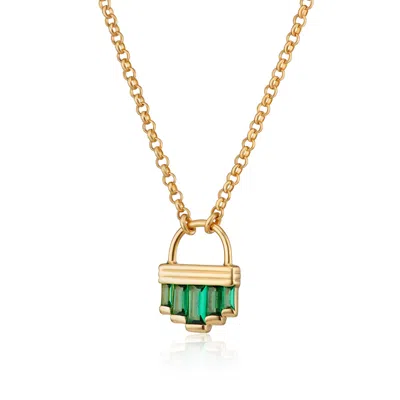 Scream Pretty Women's Gold Emerald Green Art Deco Necklace