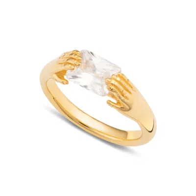 Scream Pretty Women's Gold Fede Ring With Clear Stone