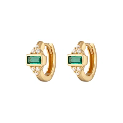 Scream Pretty Women's Gold / Green Gold Audrey Huggie Earrings With Green Stones