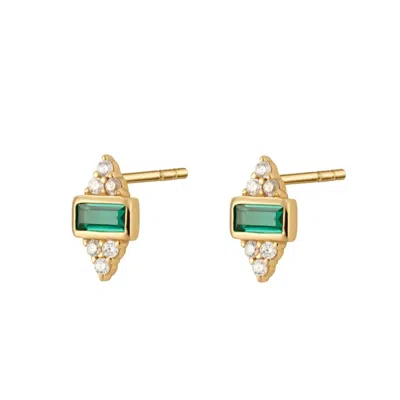 Scream Pretty Women's Gold / Green Gold Audrey Stud Earrings With Green Stones